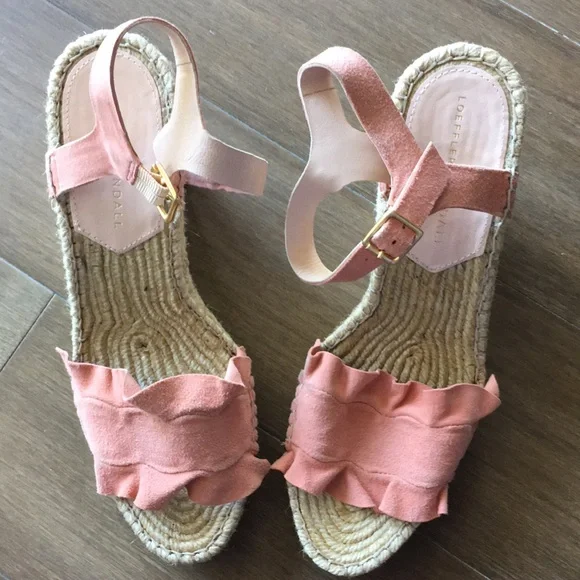 Loeffler Randall Gabby pink ruffle wedge espadrilles 7 - Picture 4 of 9